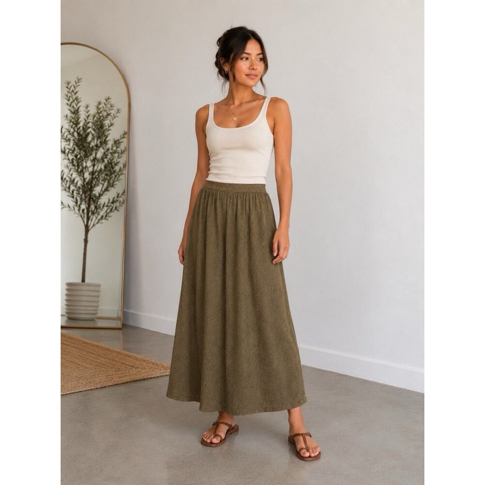Vintage Sag Harbor Maxi Skirt Womens Medium Petite Brown Lined Retro Paisley